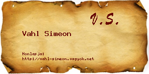 Vahl Simeon névjegykártya